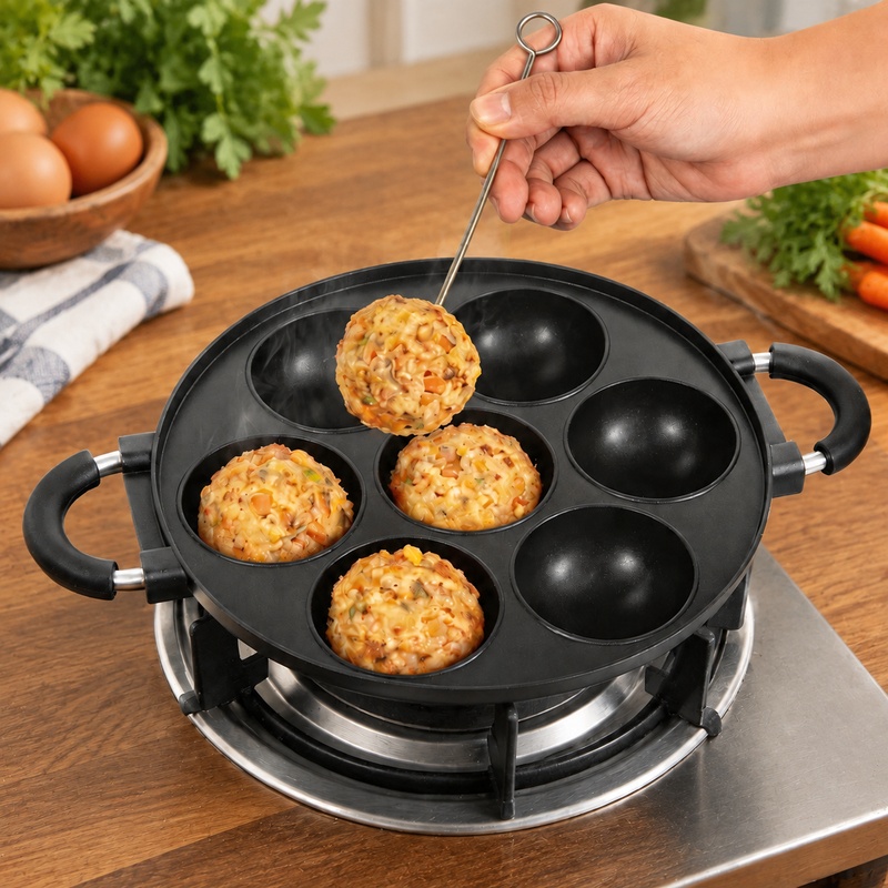Takoyaki Grill Plate - Wajan Takoyaki Aluminium dengan 7 Lubang